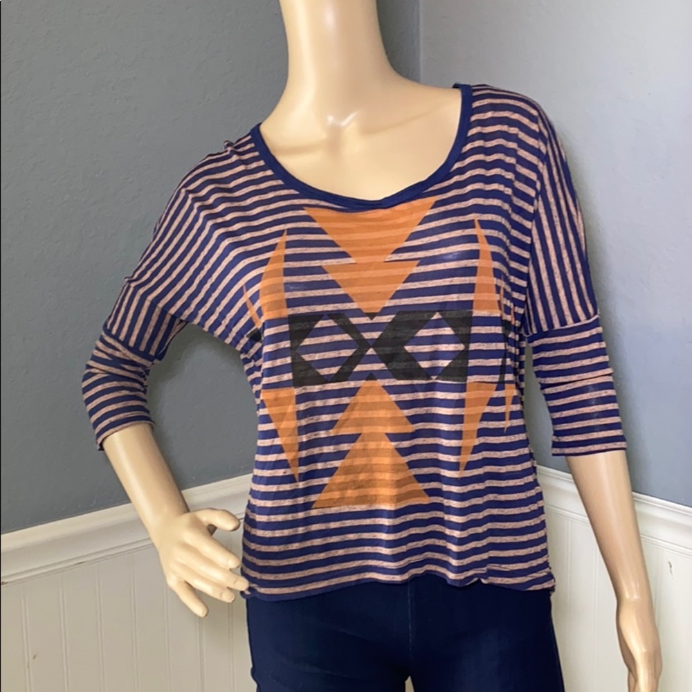 Forever 21 Navy Striped Crop Top M